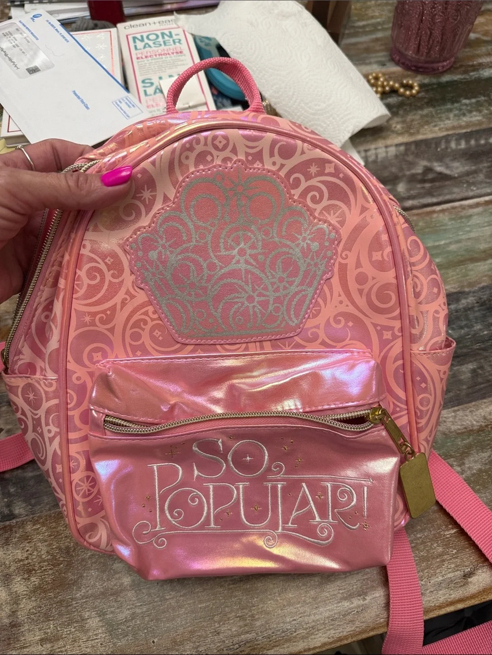 Ulta Beauty Pink Iridescent Mini Backpack with Crown Motif